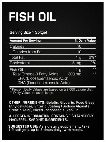 Optimum Nutrition Fish Oil Caps - 100 Caps - Gym Freak Supplements